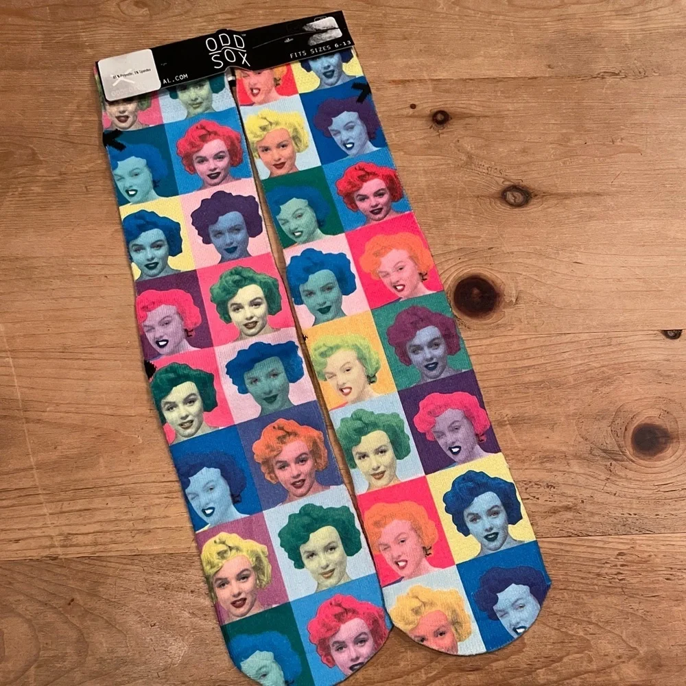NWT Oddsox Marilyn Monroe Checkered Neon Socks RARE retro eclectic 6-13